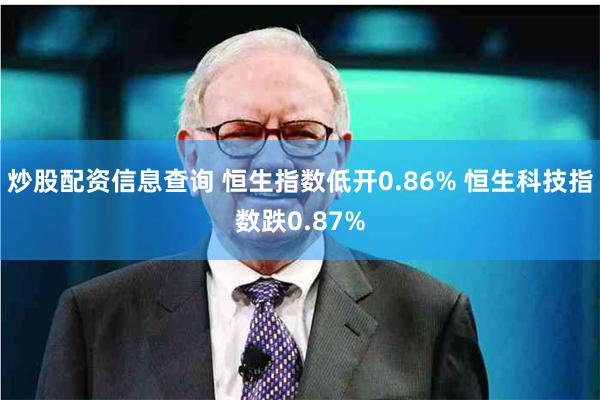 炒股配资信息查询 恒生指数低开0.86% 恒生科技指数跌0.87%