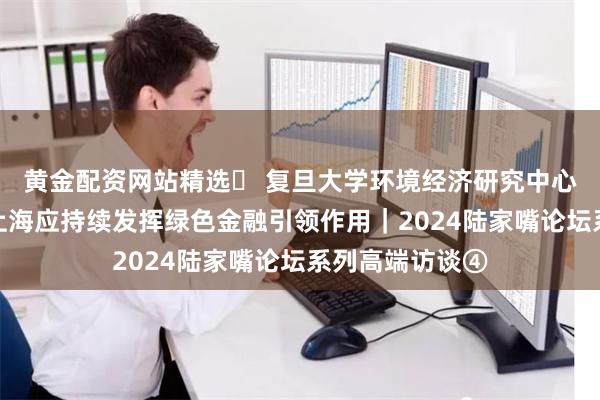黄金配资网站精选 复旦大学环境经济研究中心主任李志青:上海应持续发挥绿色金融引领作用|2024陆家嘴论坛系列高端访谈④
