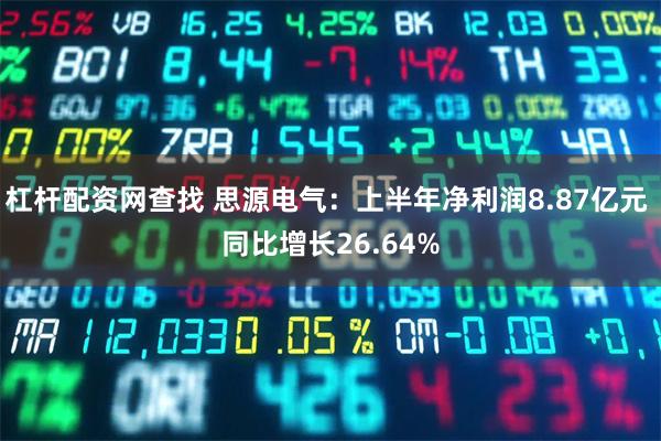 杠杆配资网查找 思源电气:上半年净利润8.87亿元 同比增长26.64%
