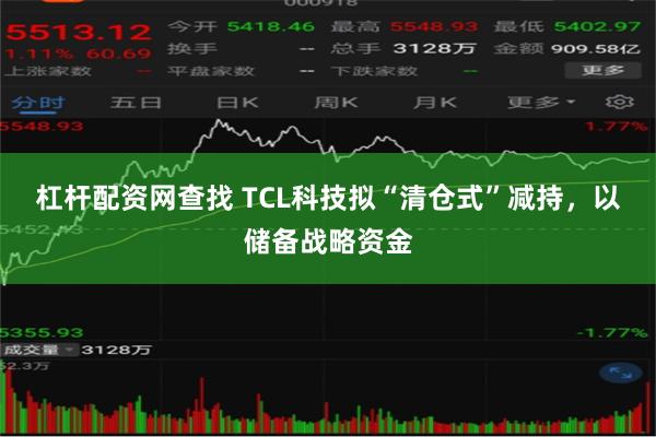 杠杆配资网查找 TCL科技拟“清仓式”减持,以储备战略资金