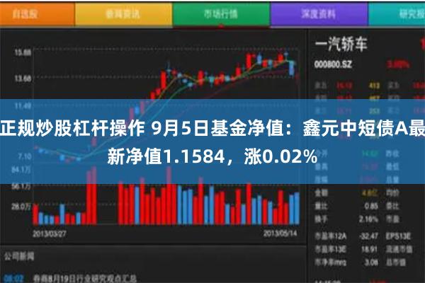 正规炒股杠杆操作 9月5日基金净值:鑫元中短债A最新净值1.1584,涨0.02%